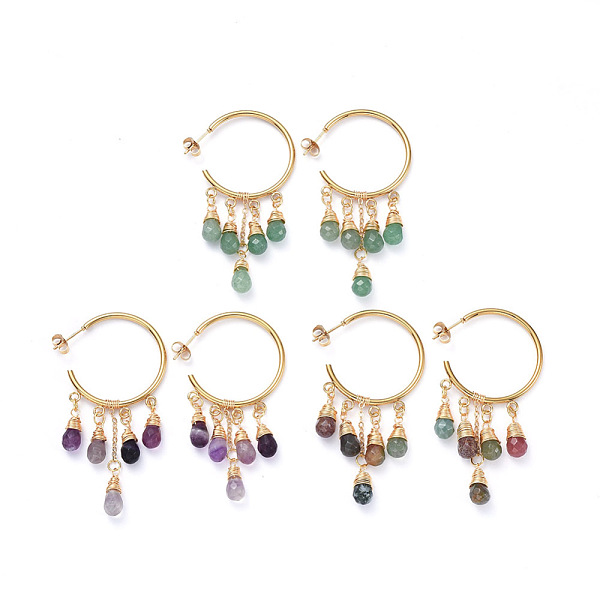 PandaHall 304 Stainless Steel Dangle Stud Earrings, Half Hoop Earrings, with Ear Nuts, Natural Gemstone Pendants and Brass Cable Chains...
PandaHall 304 Stainless Steel Dangle Stud Earrings, Half Hoop Earrings, with Ear Nuts, Natural Gemstone Pendants and Brass Cable Chains...