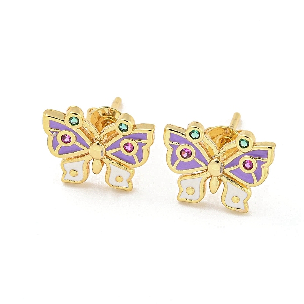 PandaHall Butterfly Real 18K Gold Plated Brass Stud Earrings, with Enamel and Cubic Zirconia, Lilac, 10x12mm Cubic Zirconia Butterfly Purple
PandaHall Butterfly Real 18K Gold Plated Brass Stud Earrings, with Enamel and Cubic Zirconia, Lilac, 10x12mm Cubic Zirconia Butterfly Purple