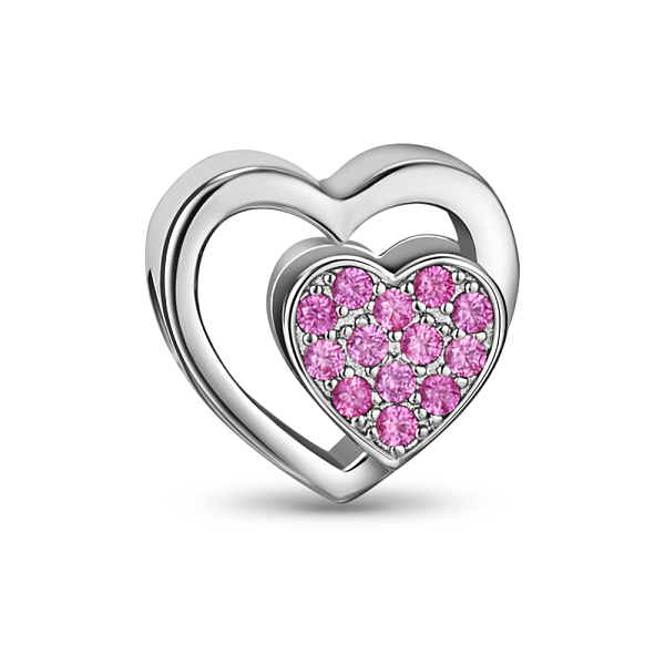 PandaHall TINYSAND Rhodium Plated 925 Sterling Silver Cubic Zirconia European Beads, Hollowed Dual Hearts, Platinum, Pink...
PandaHall TINYSAND Rhodium Plated 925 Sterling Silver Cubic Zirconia European Beads, Hollowed Dual Hearts, Platinum, Pink...
