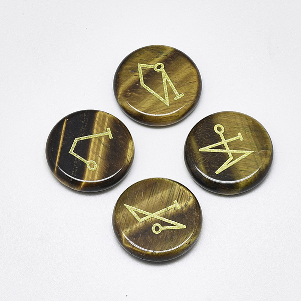 PandaHall Natural Tiger Eye Cabochons, Flat Round with Pattern, 25x5.5mm, 4pcs/set Tiger Eye Flat Round
PandaHall Natural Tiger Eye Cabochons, Flat Round with Pattern, 25x5.5mm, 4pcs/set Tiger Eye Flat Round
