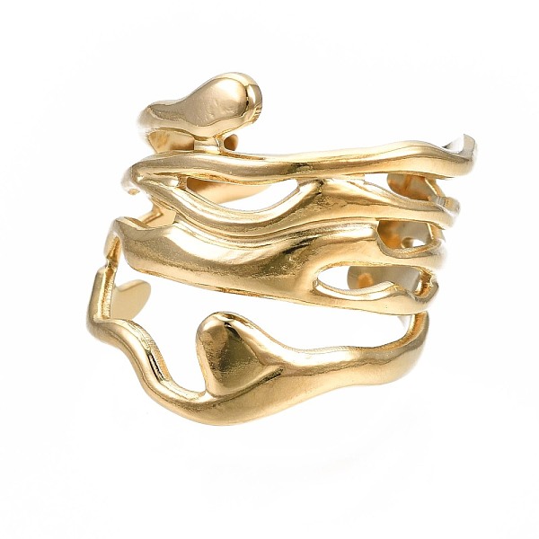 PandaHall 304 Stainless Steel Wave Open Cuff Ring, Chunky Hollow Ring for Women, Golden, US Size 7(17.3mm) 304 Stainless Steel
PandaHall 304 Stainless Steel Wave Open Cuff Ring, Chunky Hollow Ring for Women, Golden, US Size 7(17.3mm) 304 Stainless Steel