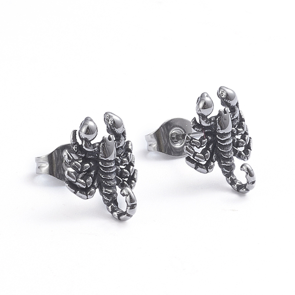 PandaHall Retro 304 Stainless Steel Stud Earrings, with Ear Nuts, Scorpion, Antique Silver, 11.5x10mm, Pin: 0.7mm 304 Stainless Steel Other...
PandaHall Retro 304 Stainless Steel Stud Earrings, with Ear Nuts, Scorpion, Antique Silver, 11.5x10mm, Pin: 0.7mm 304 Stainless Steel Other...