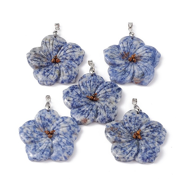 PandaHall Natural Blue Spot Jasper Big Pendants, Peach Blossom Charms, with Platinum Plated Alloy Snap on Bails, 57x48x9mm, Hole: 6x4mm Blue...
PandaHall Natural Blue Spot Jasper Big Pendants, Peach Blossom Charms, with Platinum Plated Alloy Snap on Bails, 57x48x9mm, Hole: 6x4mm Blue...