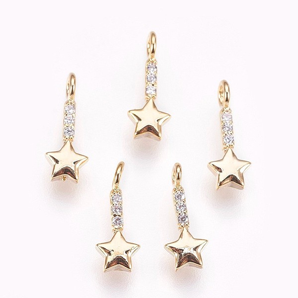 PandaHall Brass Micro Pave Cubic Zirconia Charms, for DIY Jewelry Making, Nickel Free, Star, Clear, Real 18K Gold Plated, 11.5x4.5x1.5mm...
PandaHall Brass Micro Pave Cubic Zirconia Charms, for DIY Jewelry Making, Nickel Free, Star, Clear, Real 18K Gold Plated, 11.5x4.5x1.5mm...