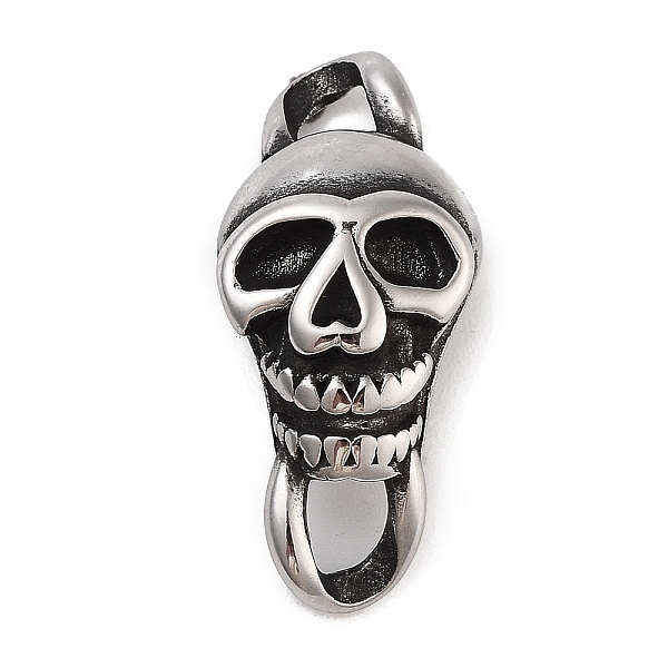 PandaHall Retro 304 Stainless Steel Halloween Skull Links, for Leather Cord Bracelets Making, Antique Silver, 26x12x8mm, Hole: 4.5x4mm 304...
PandaHall Retro 304 Stainless Steel Halloween Skull Links, for Leather Cord Bracelets Making, Antique Silver, 26x12x8mm, Hole: 4.5x4mm 304...