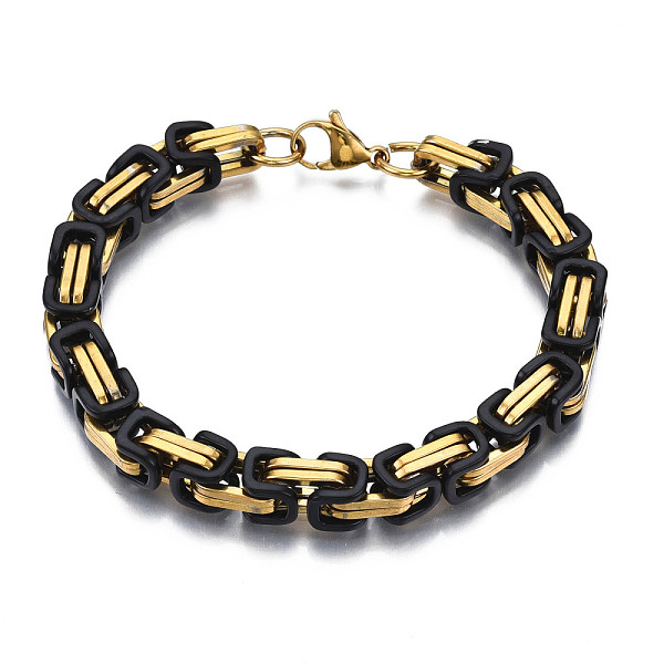 PandaHall Ion Plating(IP) Two Tone 201 Stainless Steel Byzantine Chain Bracelet for Men Women, Real 18K Gold Plated, Black, 8-1/2 inch...
PandaHall Ion Plating(IP) Two Tone 201 Stainless Steel Byzantine Chain Bracelet for Men Women, Real 18K Gold Plated, Black, 8-1/2 inch...