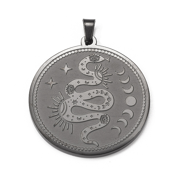 PandaHall 304 Stainless Steel Pendants, Flat Round with Snake & Moon Phase Charm, Electrophoresis Black, 33x30x1.5mm, Hole: 5x3mm 304...
PandaHall 304 Stainless Steel Pendants, Flat Round with Snake & Moon Phase Charm, Electrophoresis Black, 33x30x1.5mm, Hole: 5x3mm 304...