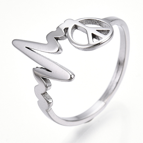 PandaHall 304 Stainless Steel Heart Bit with Peace Sign Adjustable Ring, Wide Band Ring for Women, Stainless Steel Color, US Size 6 1/4...
PandaHall 304 Stainless Steel Heart Bit with Peace Sign Adjustable Ring, Wide Band Ring for Women, Stainless Steel Color, US Size 6 1/4...
