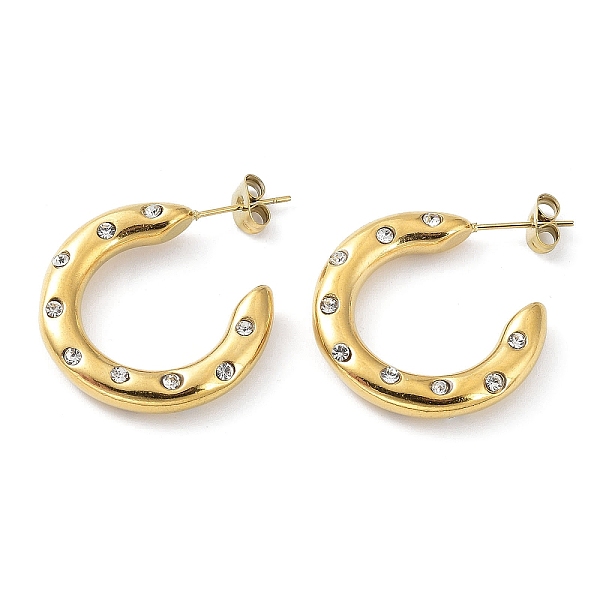 PandaHall Real 18K Gold Plated 304 Stainless Steel Ring Stud Earrings with Rhinestone, Half Hoop Earrings, Crystal, 26x5mm Rhinestone Ring..., Clear
PandaHall Real 18K Gold Plated 304 Stainless Steel Ring Stud Earrings with Rhinestone, Half Hoop Earrings, Crystal, 26x5mm Rhinestone Ring..., Clear
