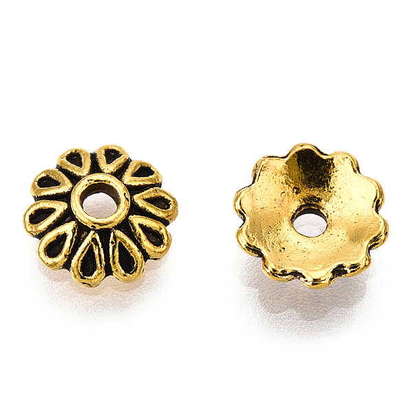 PandaHall Multi-Petal Tibetan Style Alloy Bead Caps, Cadmium Free & Lead Free, Antique Golden, 8x2.5mm, Hole: 2mm, about 2775pcs/1000g Alloy
PandaHall Multi-Petal Tibetan Style Alloy Bead Caps, Cadmium Free & Lead Free, Antique Golden, 8x2.5mm, Hole: 2mm, about 2775pcs/1000g Alloy