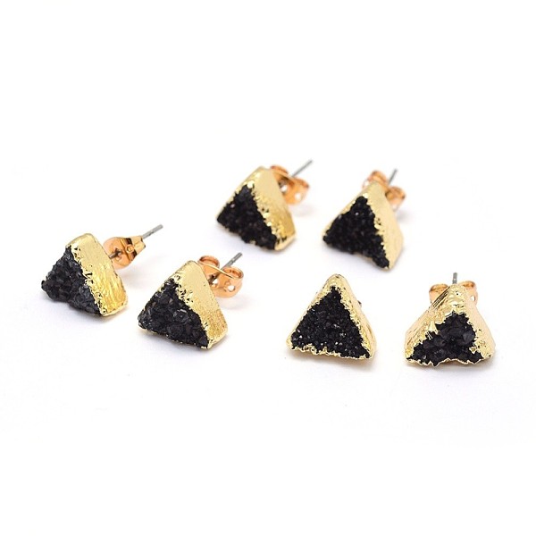 PandaHall Natural Druzy Quartz Crystal Stud Earring, with Brass Findings, Triangle, Golden, Black, 10x11x4~7mm, Pin: 0.7mm Quartz Crystal...
PandaHall Natural Druzy Quartz Crystal Stud Earring, with Brass Findings, Triangle, Golden, Black, 10x11x4~7mm, Pin: 0.7mm Quartz Crystal...