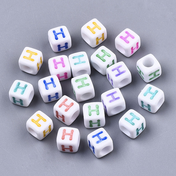 PandaHall Opaque White Acrylic Beads, with Enamel, Horizontal Hole, Cube with Mixed Color Letter, Letter.H, 6x6x6mm, Hole: 3mm, about..., Multicolor
PandaHall Opaque White Acrylic Beads, with Enamel, Horizontal Hole, Cube with Mixed Color Letter, Letter.H, 6x6x6mm, Hole: 3mm, about..., Multicolor