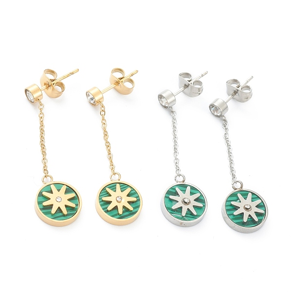PandaHall Ion Plating(IP) 304 Stainless Steel Stud Earrings, with Synthetic Malachite and Rhinestone, Flat Round, Mixed Color, 35.5mm, Pin..., Clear
PandaHall Ion Plating(IP) 304 Stainless Steel Stud Earrings, with Synthetic Malachite and Rhinestone, Flat Round, Mixed Color, 35.5mm, Pin..., Clear