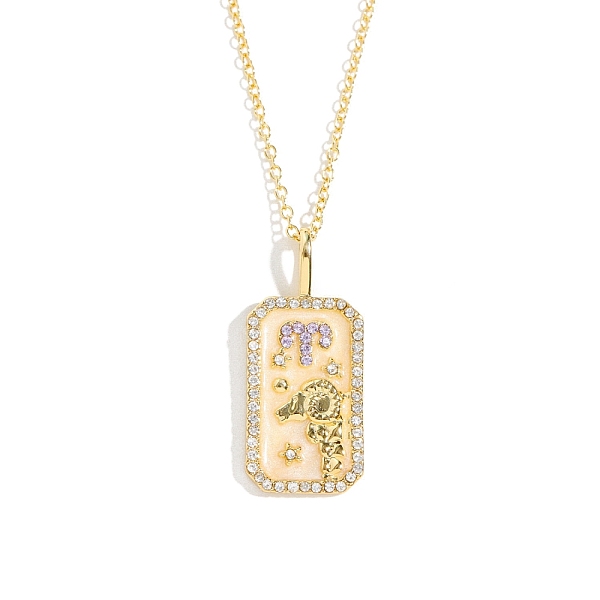 PandaHall Brass Micro Pave Cubic Zirconia Rectangle with Constellation Pendant Necklaces, with Enamel, Cable Chain Necklace for Women, Aries...
PandaHall Brass Micro Pave Cubic Zirconia Rectangle with Constellation Pendant Necklaces, with Enamel, Cable Chain Necklace for Women, Aries...