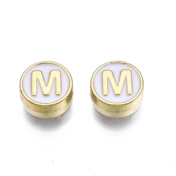 PandaHall Alloy Enamel Beads, Cadmium Free & Lead Free, Light Gold, Flat Round with Alphabet, White, Letter.M, 8x4mm, Hole: 1.5mm...
PandaHall Alloy Enamel Beads, Cadmium Free & Lead Free, Light Gold, Flat Round with Alphabet, White, Letter.M, 8x4mm, Hole: 1.5mm...