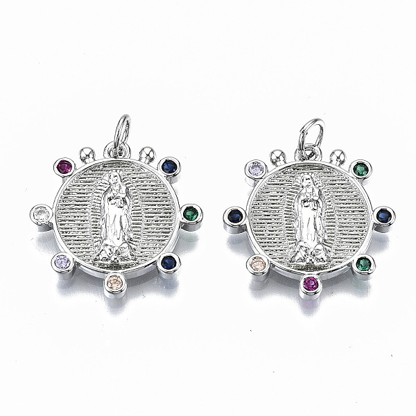 PandaHall Brass Micro Pave Colorful Cubic Zirconia Pendants, with Jump Ring, Cadmium Free & Nickel Free & Lead Free, Flat Round with Nun...
PandaHall Brass Micro Pave Colorful Cubic Zirconia Pendants, with Jump Ring, Cadmium Free & Nickel Free & Lead Free, Flat Round with Nun...