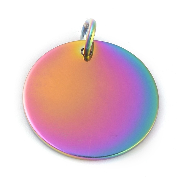 PandaHall Ion Plating(IP) 304 Stainless Steel Pendants, Manual Polishing, Stamping Blank Tag, with Jump Rings, Flat Round, Rainbow Color...
PandaHall Ion Plating(IP) 304 Stainless Steel Pendants, Manual Polishing, Stamping Blank Tag, with Jump Rings, Flat Round, Rainbow Color...