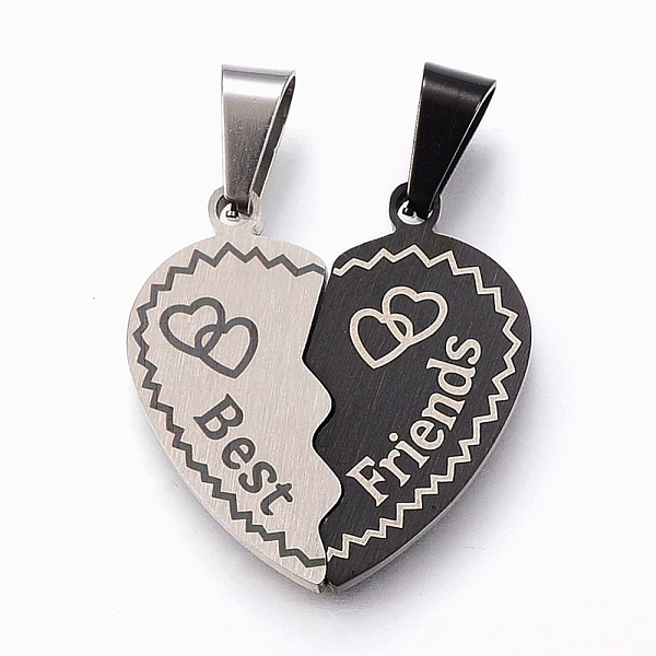 PandaHall 304 Stainless Steel Split Pendants, Heart with Word Best Friends, Gunmetal & Stainless Steel Color, 27.5x26.5x2.5mm, Hole: 5x10mm...
PandaHall 304 Stainless Steel Split Pendants, Heart with Word Best Friends, Gunmetal & Stainless Steel Color, 27.5x26.5x2.5mm, Hole: 5x10mm...