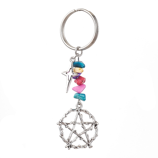 PandaHall Tibetan Style Alloy Keychain, with Dyed Synthetic Turquoise Beads Strands, Iron Split Key Rings, Star, Star, 8.1cm, Star...
PandaHall Tibetan Style Alloy Keychain, with Dyed Synthetic Turquoise Beads Strands, Iron Split Key Rings, Star, Star, 8.1cm, Star...
