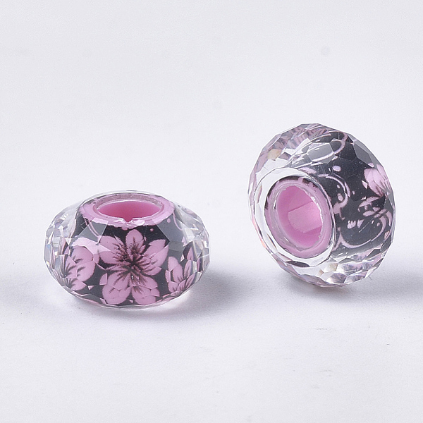 PandaHall Resin European Beads, Large Hole Beads, Faceted, Rondelle, Flower Pattern, Hot Pink, 14x8mm, Hole: 4.5~5mm Resin Rondelle Pink
PandaHall Resin European Beads, Large Hole Beads, Faceted, Rondelle, Flower Pattern, Hot Pink, 14x8mm, Hole: 4.5~5mm Resin Rondelle Pink