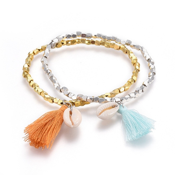 PandaHall Brass Beads Stretch Bracelets, with Cotton Thread Tassel Pendant and Cowrie Shell, Mixed Color, 2-1/4 inch(5.8cm), 2pcs/set Brass
PandaHall Brass Beads Stretch Bracelets, with Cotton Thread Tassel Pendant and Cowrie Shell, Mixed Color, 2-1/4 inch(5.8cm), 2pcs/set Brass