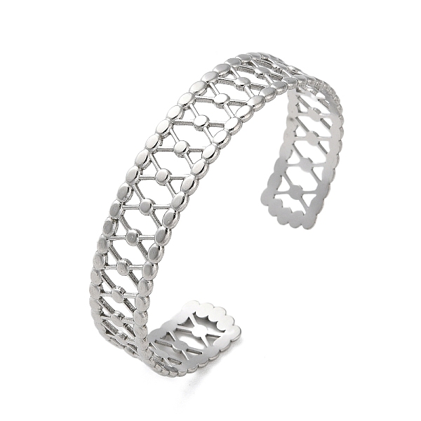 PandaHall 304 Stainless Steel Hollow Open Cuff Bangles, Wide Bangles for Women, Stainless Steel Color, Inner Diameter: 2-1/4 inch(5.8cm)...
PandaHall 304 Stainless Steel Hollow Open Cuff Bangles, Wide Bangles for Women, Stainless Steel Color, Inner Diameter: 2-1/4 inch(5.8cm)...