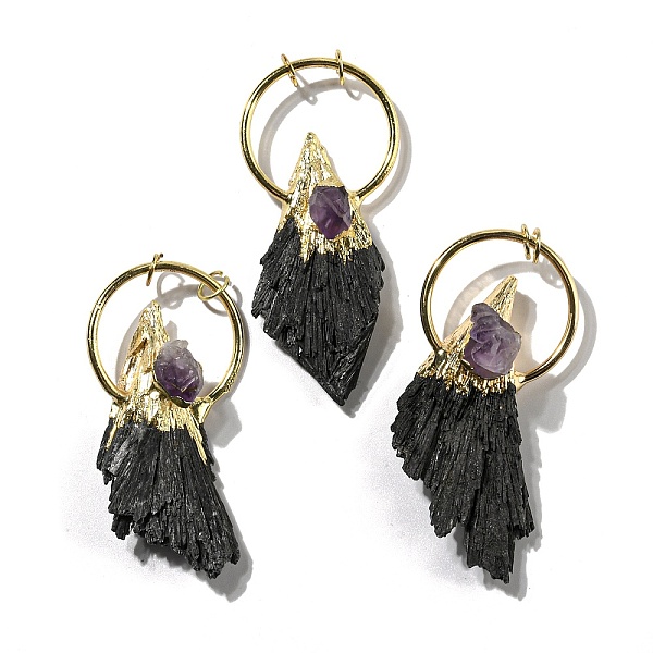 PandaHall Natural Black Tourmaline & Amethyst Big Pendants, Wing Charms with Golden Tone Brass Rings, 61~83x31~34x13~20mm, Hole: 5.5mm...
PandaHall Natural Black Tourmaline & Amethyst Big Pendants, Wing Charms with Golden Tone Brass Rings, 61~83x31~34x13~20mm, Hole: 5.5mm...