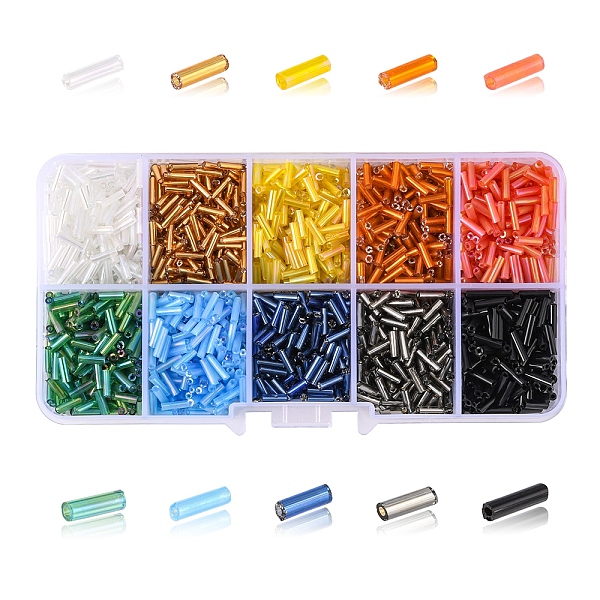 PandaHall 100g 10 Style Silver Lined & Transparent & Opaque Glass Bugle Beads, Round Bugle, Mixed Color, 6~8x1.5~2mm, Hole: 0.5~0.6mm..., Multicolor
PandaHall 100g 10 Style Silver Lined & Transparent & Opaque Glass Bugle Beads, Round Bugle, Mixed Color, 6~8x1.5~2mm, Hole: 0.5~0.6mm..., Multicolor