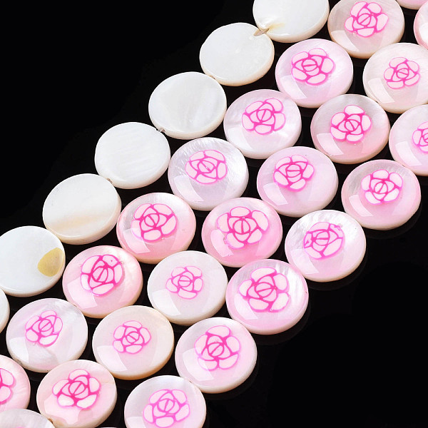 PandaHall Natural Freshwater Shell Enamel Beads, Flat Round with Flower, Hot Pink, 11x3mm, Hole: 0.8mm, about 32pcs/strand, 14.37 inch...
PandaHall Natural Freshwater Shell Enamel Beads, Flat Round with Flower, Hot Pink, 11x3mm, Hole: 0.8mm, about 32pcs/strand, 14.37 inch...