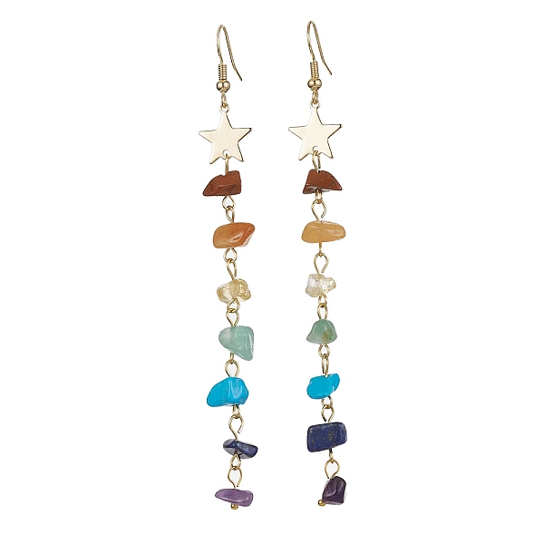 PandaHall Chakra Theme Natural & Synthetic Mixed Gemstone Chip Beaded Tassel Earrings, Golden Brass Long Dangle Earrings, Star, 103~105x12mm...
PandaHall Chakra Theme Natural & Synthetic Mixed Gemstone Chip Beaded Tassel Earrings, Golden Brass Long Dangle Earrings, Star, 103~105x12mm...