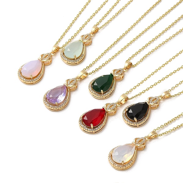 PandaHall Brass Micro Pave Cubic Zirconia Pendant Necklaces, Glass Jewelry for Women, 201 Stainless Steel Cable Chain Necklaces, Teardrop..., Multicolor
PandaHall Brass Micro Pave Cubic Zirconia Pendant Necklaces, Glass Jewelry for Women, 201 Stainless Steel Cable Chain Necklaces, Teardrop..., Multicolor