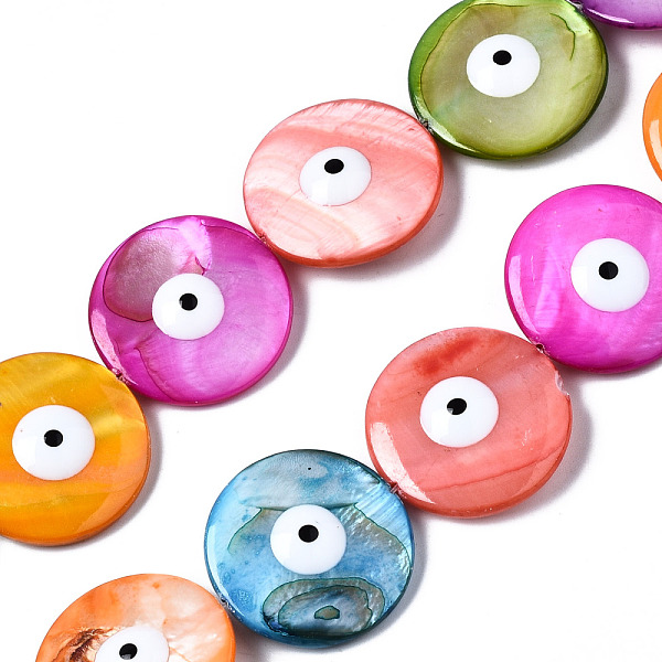 PandaHall Natural Freshwater Shell Beads Strands, with Enamel, Double-Faced, Flat Round with Evil Eye, Dyed, Mixed Color, 24~25x5~6mm, Hole..., Multicolor
PandaHall Natural Freshwater Shell Beads Strands, with Enamel, Double-Faced, Flat Round with Evil Eye, Dyed, Mixed Color, 24~25x5~6mm, Hole..., Multicolor