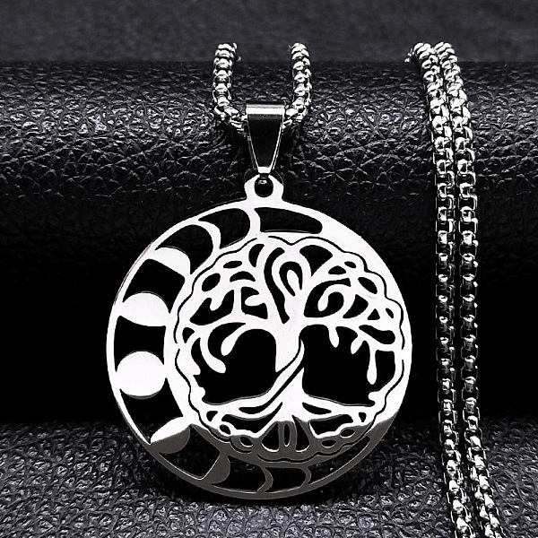 PandaHall 304 Stainless Steel Box Chain Necklaces, Flat Round with Tree of Life Pendant Necklaces, Stainless Steel Color, 19.33 inch(49.1cm)...
PandaHall 304 Stainless Steel Box Chain Necklaces, Flat Round with Tree of Life Pendant Necklaces, Stainless Steel Color, 19.33 inch(49.1cm)...
