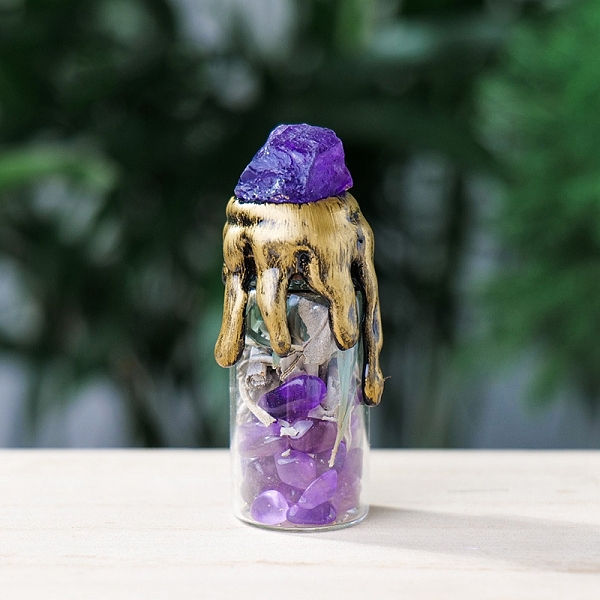 PandaHall Raw Natural Amethyst Energy Bottle, Reiki Gemstone Chip inside Glass Wishing Bottle Halloween Home Decoration, 70~80mm Amethyst...
PandaHall Raw Natural Amethyst Energy Bottle, Reiki Gemstone Chip inside Glass Wishing Bottle Halloween Home Decoration, 70~80mm Amethyst...