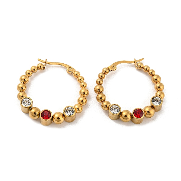 PandaHall 304 Stainless Steel Beaded Hoop Earrings, with Cubic Zirconia, Golden, 28.5x5.5mm Cubic Zirconia Ring Red
PandaHall 304 Stainless Steel Beaded Hoop Earrings, with Cubic Zirconia, Golden, 28.5x5.5mm Cubic Zirconia Ring Red