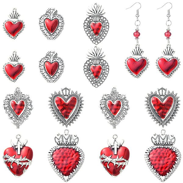 PandaHall 14Pcs 7 Styles Alloy Enamel Pendants, Antique Silver, Heart Charm, FireBrick, 29~64x22.5x~42.5x2.5~4.5mm, Hole: 1.5~3mm..., Red
PandaHall 14Pcs 7 Styles Alloy Enamel Pendants, Antique Silver, Heart Charm, FireBrick, 29~64x22.5x~42.5x2.5~4.5mm, Hole: 1.5~3mm..., Red
