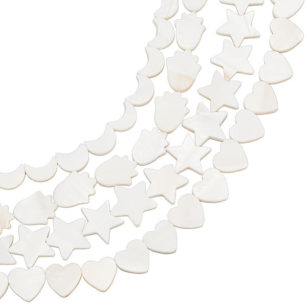 PandaHall BENECREAT 4 Strands 4 Styles Natural Freshwater Shell Beads Strands, Hamsa Hand & Heart & Moon & Pentagram, Mixed Shapes, Seashell...
PandaHall BENECREAT 4 Strands 4 Styles Natural Freshwater Shell Beads Strands, Hamsa Hand & Heart & Moon & Pentagram, Mixed Shapes, Seashell...