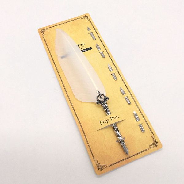 PandaHall Turkey Feather Dipped Pen, with Alloy Pen Tip & Replacement Tips, for Teacher's Day, Snow, 285mm Feather Feather White
PandaHall Turkey Feather Dipped Pen, with Alloy Pen Tip & Replacement Tips, for Teacher's Day, Snow, 285mm Feather Feather White