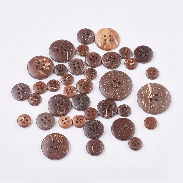 PandaHall Wooden Buttons, 4-Hole, Flat Round, Coconut Brown, 10~20x2.5~3.5mm, Hole: 1.5~2mm Wood Flat Round Brown
PandaHall Wooden Buttons, 4-Hole, Flat Round, Coconut Brown, 10~20x2.5~3.5mm, Hole: 1.5~2mm Wood Flat Round Brown