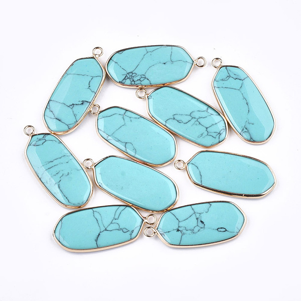 PandaHall Synthetic Turquoise Pendants, with Brass Findings, Oval, Golden, 36~37x15~16x3~4mm, Hole: 2mm Synthetic Turquoise Oval
PandaHall Synthetic Turquoise Pendants, with Brass Findings, Oval, Golden, 36~37x15~16x3~4mm, Hole: 2mm Synthetic Turquoise Oval