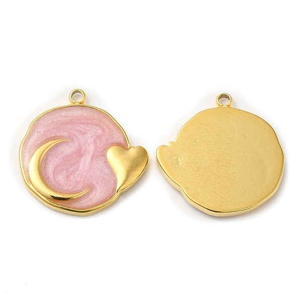 PandaHall Real 18K Gold Plated 304 Stainless Steel Pendants, with Enamel, Flat Round with Moon & Heart Charm, Pearl Pink, 17.5x17x2mm, Hole...
PandaHall Real 18K Gold Plated 304 Stainless Steel Pendants, with Enamel, Flat Round with Moon & Heart Charm, Pearl Pink, 17.5x17x2mm, Hole...