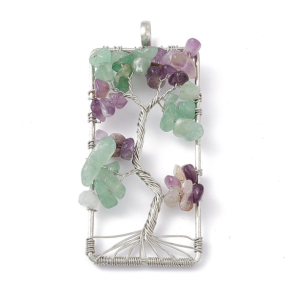 PandaHall Rectangle Natural Green Aventurine & Amethyst Copper Wire Wrapped Chip Big Pendants, Tree of Life Charm, with Platinum Tone Iron...
PandaHall Rectangle Natural Green Aventurine & Amethyst Copper Wire Wrapped Chip Big Pendants, Tree of Life Charm, with Platinum Tone Iron...