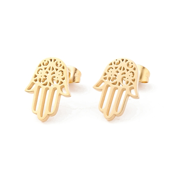 PandaHall 304 Stainless Steel Studs Earrings, Hand Shaped, for Women, Golden, 11x15mm, Pin: 0.8mm 304 Stainless Steel Others
PandaHall 304 Stainless Steel Studs Earrings, Hand Shaped, for Women, Golden, 11x15mm, Pin: 0.8mm 304 Stainless Steel Others