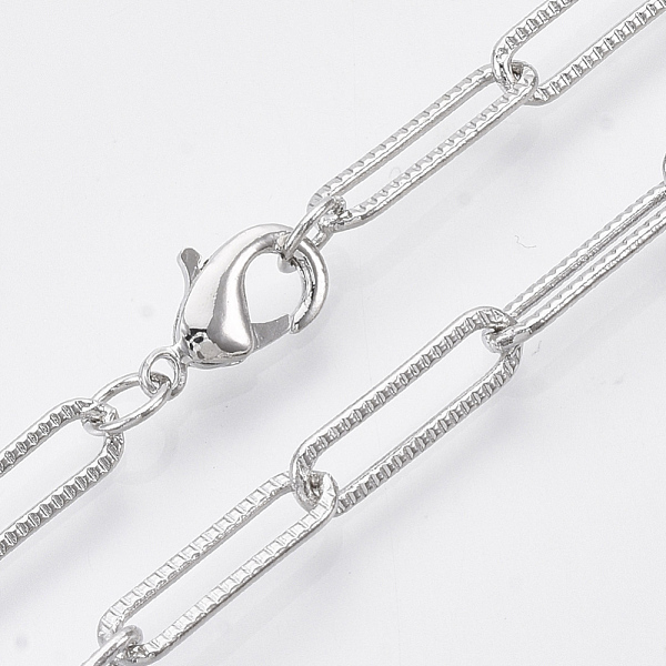 PandaHall Brass Textured Paperclip Chain Necklace Making, with Lobster Claw Clasps, Platinum, 18.5 inch(47cm), Link: 15.5x4.5x1mm Brass
PandaHall Brass Textured Paperclip Chain Necklace Making, with Lobster Claw Clasps, Platinum, 18.5 inch(47cm), Link: 15.5x4.5x1mm Brass
