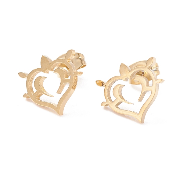 PandaHall Heart 304 Stainless Steel Stud Earrings for Women, Golden, 11.5x13mm, Pin: 0.7mm 304 Stainless Steel Heart
PandaHall Heart 304 Stainless Steel Stud Earrings for Women, Golden, 11.5x13mm, Pin: 0.7mm 304 Stainless Steel Heart