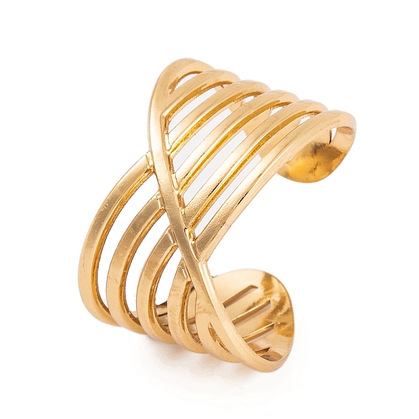 PandaHall Vacuum Plating 304 Stainless Steel Open Cuff Ring, Multi Line Wide Hollow Ring for Women, Golden, 15mm 304 Stainless Steel
PandaHall Vacuum Plating 304 Stainless Steel Open Cuff Ring, Multi Line Wide Hollow Ring for Women, Golden, 15mm 304 Stainless Steel