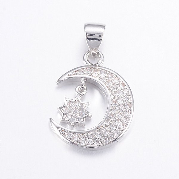 PandaHall Brass Micro Pave Cubic Zirconia Pendants, Long-Lasting Plated, Real Platinum Plated, Moon, 18x14x2.5mm, Hole: 3.5x4mm Brass+Cubic..., Clear
PandaHall Brass Micro Pave Cubic Zirconia Pendants, Long-Lasting Plated, Real Platinum Plated, Moon, 18x14x2.5mm, Hole: 3.5x4mm Brass+Cubic..., Clear