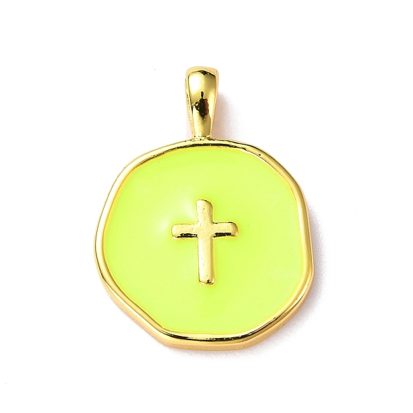 PandaHall Brass Enamel Pendants, Light Gold, Flat Round with Cross, Green Yellow, 18x13.5x3.5mm, Hole: 2x3.5mm Brass+Enamel Flat Round
PandaHall Brass Enamel Pendants, Light Gold, Flat Round with Cross, Green Yellow, 18x13.5x3.5mm, Hole: 2x3.5mm Brass+Enamel Flat Round