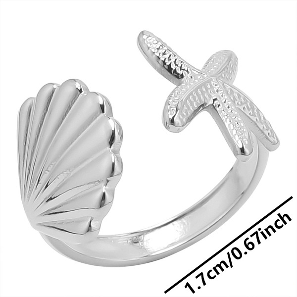 PandaHall Simple Stainless Steel Starfish Shell Open Cuff Rings for Women, Stainless Steel Color Other
PandaHall Simple Stainless Steel Starfish Shell Open Cuff Rings for Women, Stainless Steel Color Other