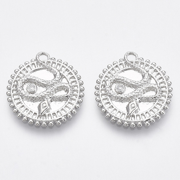PandaHall Brass Micro Pave Cubic Zirconia Pendants, Nickel Free, Flat Round with Snake, Clear, Real Platinum Plated, 18x16.5x2mm, Hole...
PandaHall Brass Micro Pave Cubic Zirconia Pendants, Nickel Free, Flat Round with Snake, Clear, Real Platinum Plated, 18x16.5x2mm, Hole...